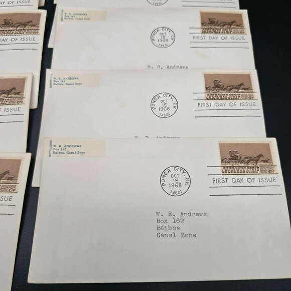 1968 Cherokee Strip First Day Of Issue Envelopes and Stamps Lot of 10 LI3010 - Picture 6 of 7